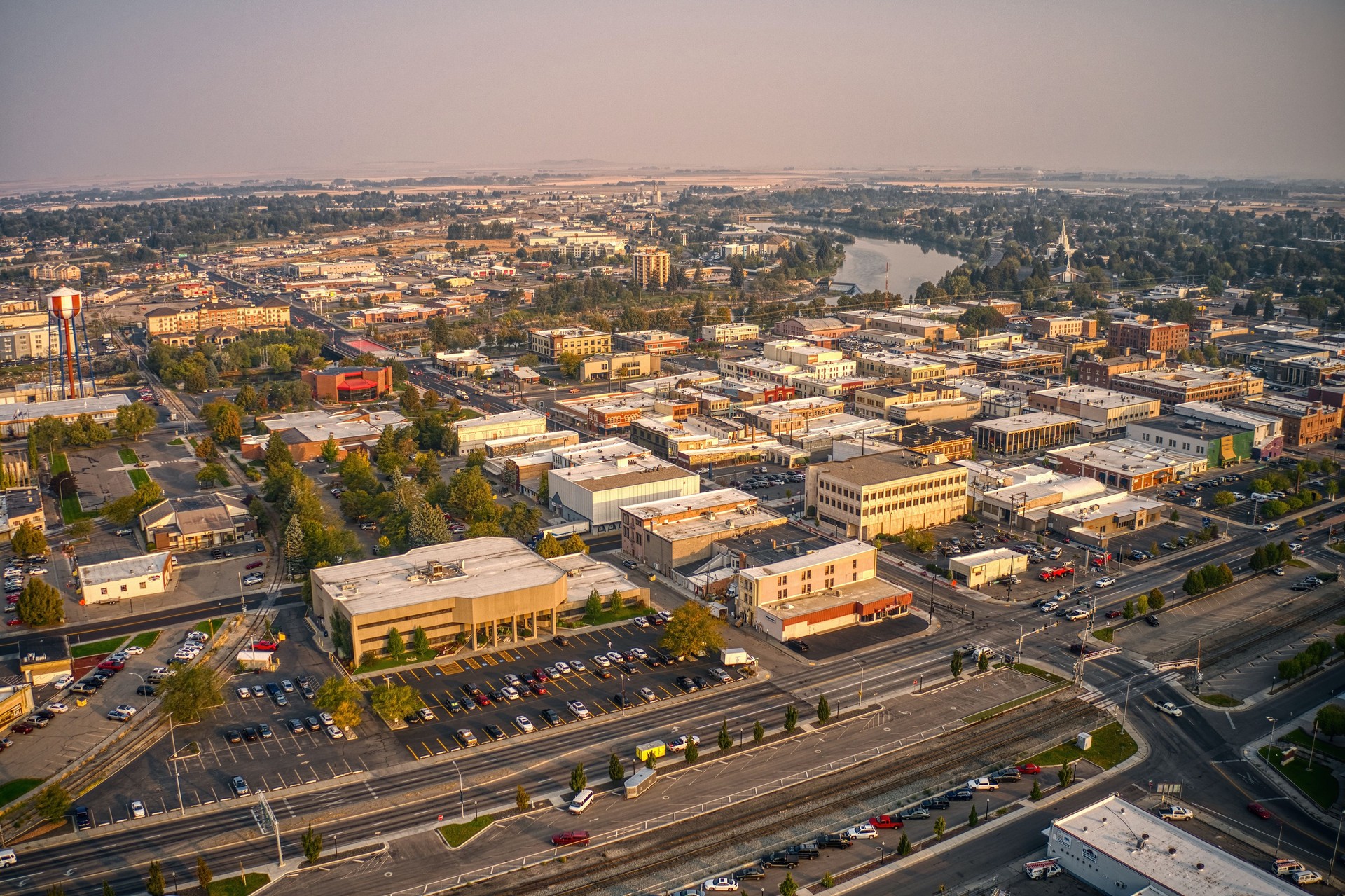 Aerial View of Idaho Springs, Idaho on a hazy Morning